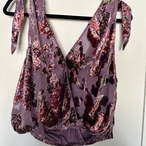 Free People Floral Purple Women's Crop Top